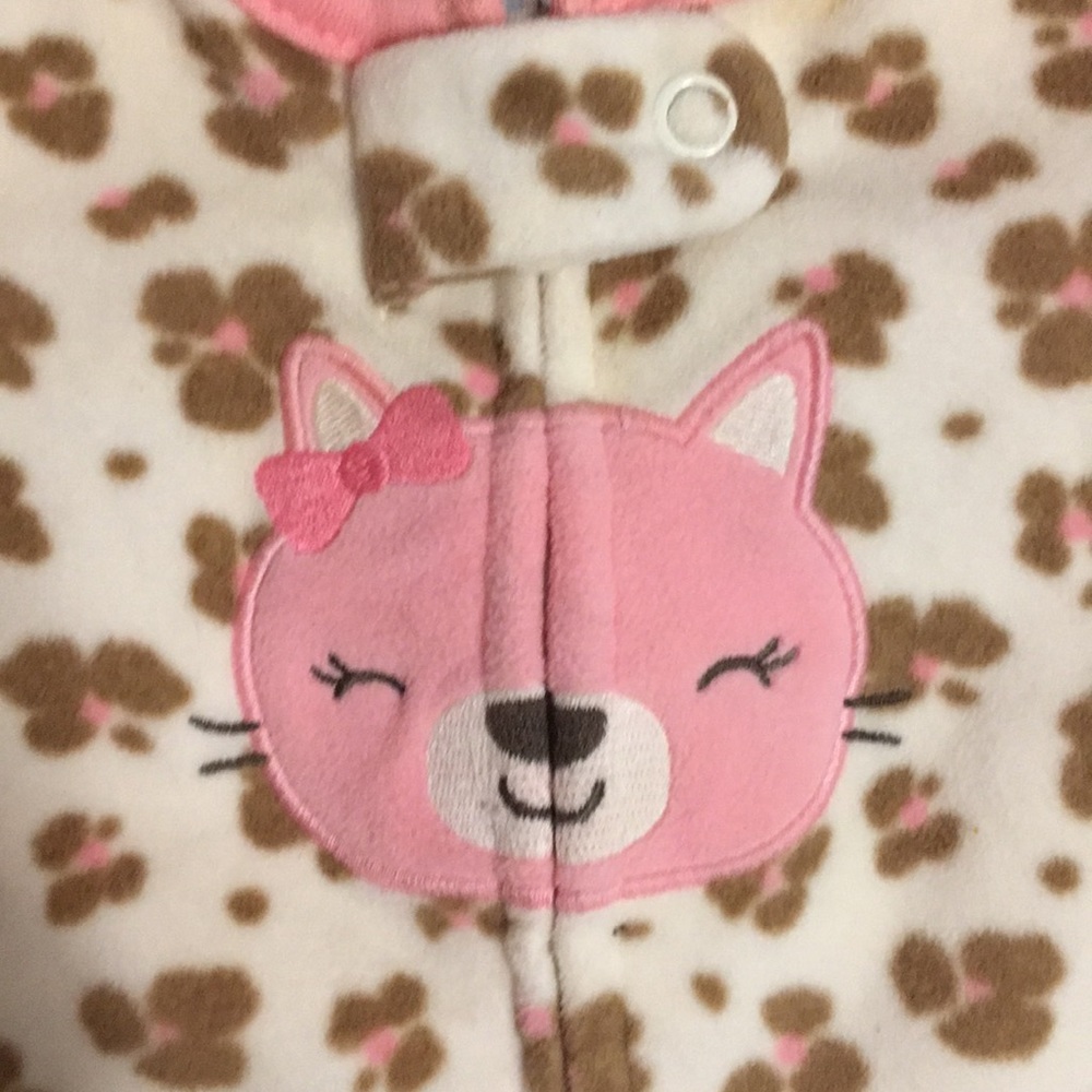 Newborn fleece onesie pink leopard cat nb zipper